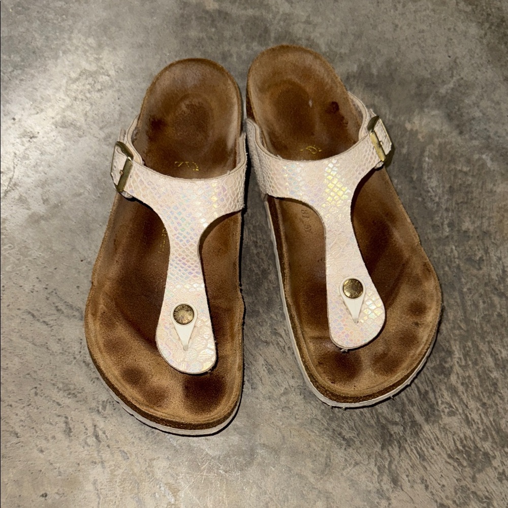 Birkenstock Women's Sandals in Iridescent Cream, size 38
